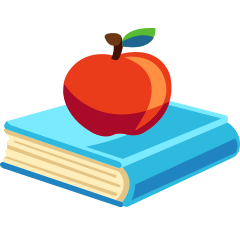 Apple on book icon representing educational child care programs.